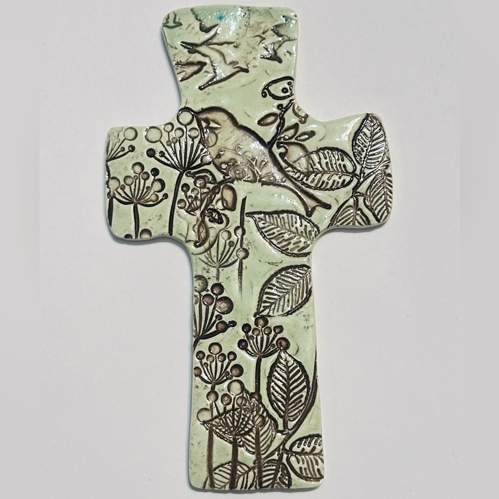 New Ceramic Cross Wall Hanging Deer Decor Ornament